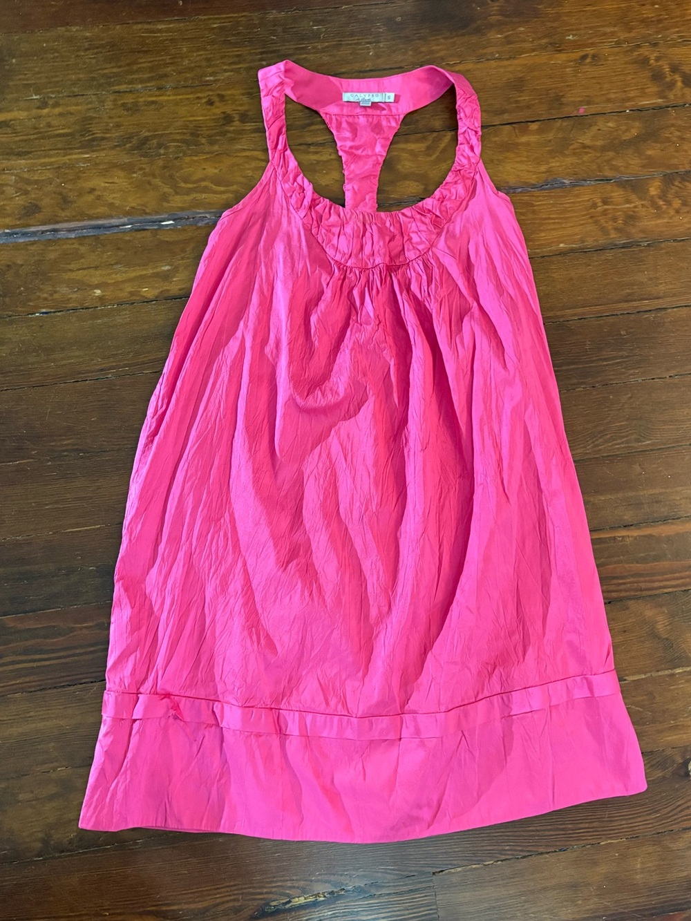 Calypso St Barth bright pink 100% silk racerback dress size S